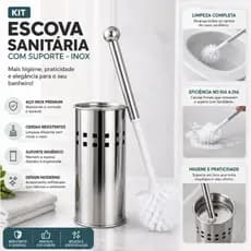 Kit Escova Sanitária Suporte Inox Resistente Durável Design Moderno Fácil Limpeza Banheiro Higiênico