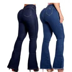 Kit de 02 Calças Flare Escura Lycra Modelagem Levanta Bumbum Boca de Sino