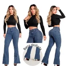 Calça Flare Jeans Feminina Marmorizada Boca de Sino Elastano Jeans Premium Modelagem Empina Bumbum