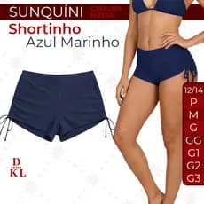 Shorts Calcinha Biquíni Shortinho Sunquíni Praia Azul Marinho