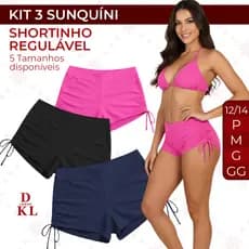 Kit 3 Shortinho Biquíni Short Sunquíni Calcinha Moda Praia