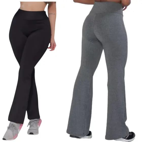Leggign Calça Flare Cintura Alte Preta Leggign Flanelada Calça Bailarina Forrada P ao GG