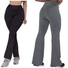Leggign Calça Flare Cintura Alte Preta Leggign Flanelada Calça Bailarina Forrada P ao GG
