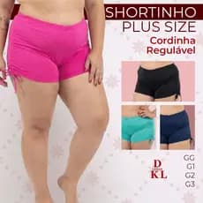 Sunquíni Shortinho Plus Size Cordinha Regulável Moda Praia Suplex Cintura Média