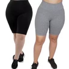 Kit 2 Bermuda Feminina Suplex Short Legging Feminino Plus Size Cintura Alta