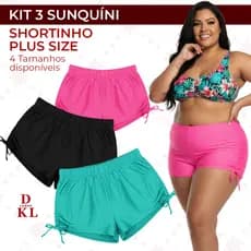 Kit 3 Sunquini Shortinho Plus Size Cordinha Moda Praia