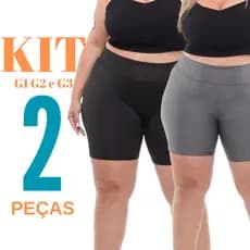Kit 2 Short Legging Feminino Plus Size Meia Coxa Cintura Alta Bermuda Zero Transparência