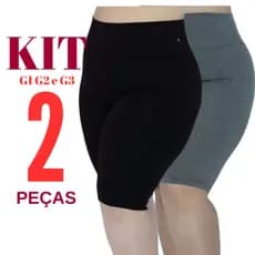 Kit 2 Bermudas Plus Size Feminina Suplex Short Legging Feminino Plus Size Cintura Alta Bermuda
