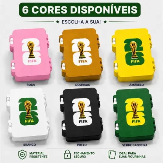 Caixa Organizadora Porta Figurinhas Copa do Mundo 2026 Grande – Estojo Premium para Álbum