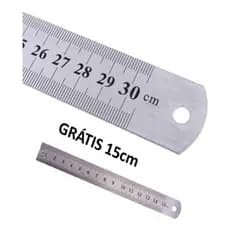 Régua De Metal 30cm Grátis 15cm Aço Inox Em Polegadas