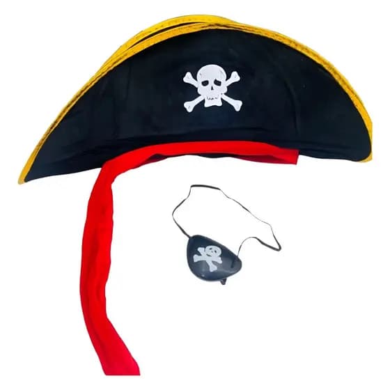Fantasia Chapéu Pirataa Aveludado Fantasia Festa + Tapa Olho
