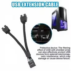 Cabo divisor USB 9pinos - Cabo Y Usb 9 Pinos Hub Splitter 9pin Divisor Usb 1-2 Portas
