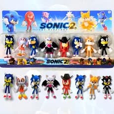 Kit 8 Bonecos Sonic Personagens Tails Shadow Knuclkes Premium Filme Infantil Brinquedo