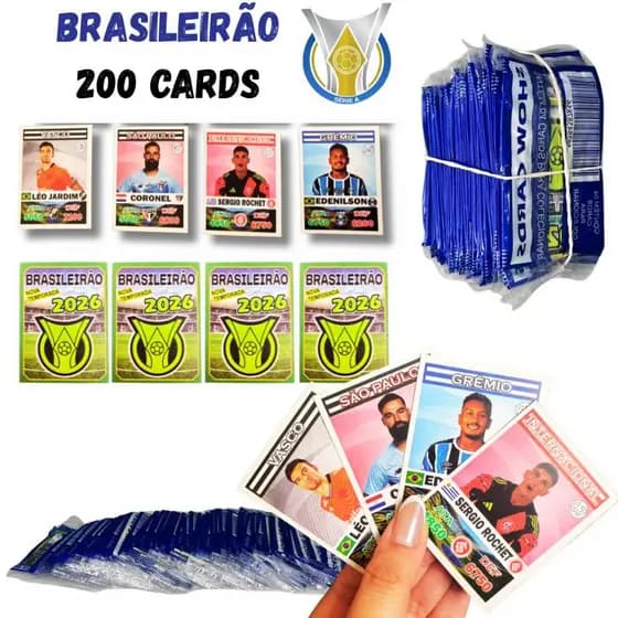 Kit 100,200,300,400 Cards Brasileirão 2026 Colecionáveis melhores jogadores Campeonato Brasileiro