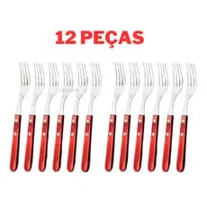 Garfos de Cozinha 12 ou 6 Peças Aço Inox Talher Grande Cabo Madeira Faqueiro
