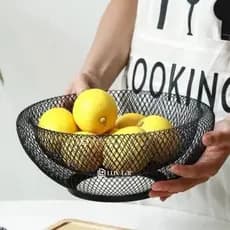 Fruteira de Mesa Cozinha Cesto Aramada Multiuso Organizador Frutas Redonda-