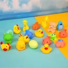 Animais fofos Brinquedos de água para crianças, flutuador de borracha macia, Squeeze Sound, brinquedos de banho do bebê