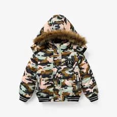 Jaqueta De Inverno Infantil De 4-5 Anos De Idade Com Capuz Quente Grossa Jaqueta  Estampa camuflagem