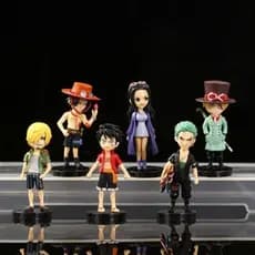 Miniaturas One Piece Action Figures (Luffy, Zoro, Sanji, Robin, Ace e Sabo)