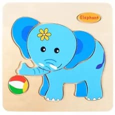 Quebra-Cabeças de Madeira Animal Infantil para Educação Precoce de Crianças de 3 a 7 Anos - Kit de 15 Peças de Blocos
