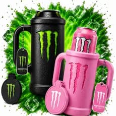 Porta Lata Monster Energy Caneca Copo Vazado Suporte Energético Estilo Térmico Tática Premium 473ml