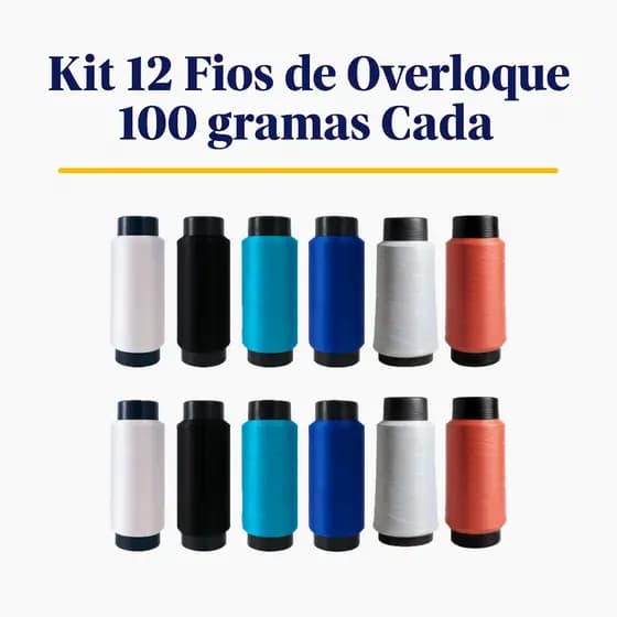 Kit 12 Fios de Overloque 100g Cada Cone - Colorido