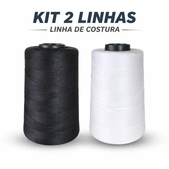 kit 2 Linhas Costura 120 5.000 Metros Branco Preto Colorido Reta Overloque Máquina Doméstica Cones