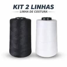 kit 2 Linhas Costura 120 5.000 Metros Branco Preto Colorido Reta Overloque Máquina Doméstica Cones