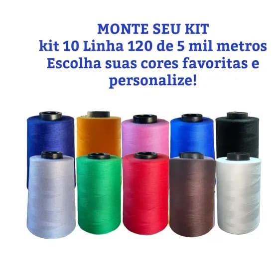 Monte seu Kit de 10 linhas 120, de 5 mil metros, escolha sua cor de personalize