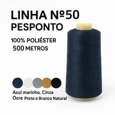 Linha de costura n°50 Pesponto, 500 Metros Branco Natural, Preto, Azul Marinho, Cinza, Ocre