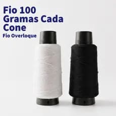 Kit 2 Fios para Overloque, 100g Cada Cone, Cor Branco, Preto
