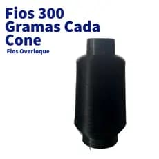 Fios para Overloque, 300g Cada Cone, Cor Branco, Preto