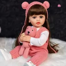 PROMOÇÃO Boneca Reborn de 55cm, silicone macio, realista e encantadora. Perfeita para brincar ou colecionar