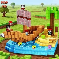 Blocos Magnéticos 100+ Peças Montessori – Cubos de Construção Mundo Pirata, Brincadeira Interativa para 3-10 Anos POPYO