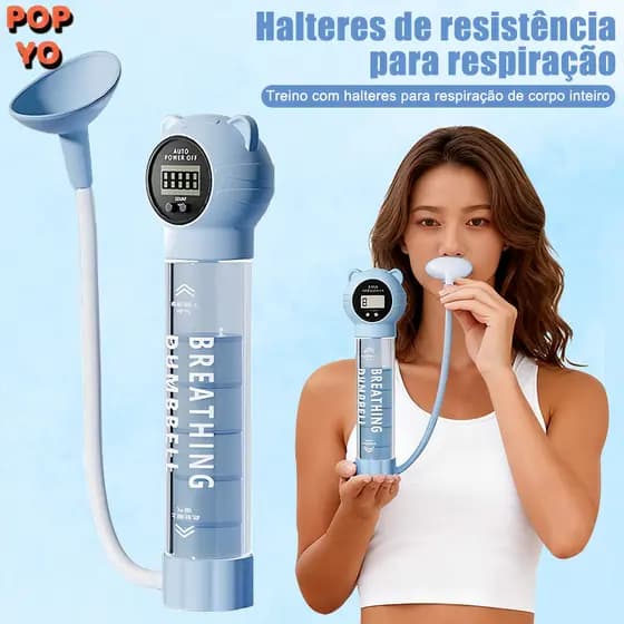 Treinador Respiratório 5 Níveis – Core Forte, Abdômen Definido e Respiração Potente com Bocal Higienizável POPYO