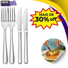 Conjunto Inox 12, 24 ou 48 Peças – Garfos e Facas Premium Resistentes para Cozinha, Eventos e Uso Diário