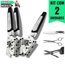 Kit 2 Amoladores de Facas Profissionais – Aço Inox com 3 Estágios Para Restaurar e Afiar Tesouras, Facas Uso Diário