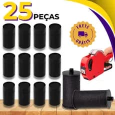 Conjunto 25 Refil De Tinta Para Etiquetadora Tinteiro Rolete 20mm Para Precificadora De Preço Manual Universal