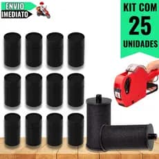 Kit 25 Refil De Tinta Para Etiquetadora Tinteiro Rolete 20mm Para Precificadora De Preço Manual Universal