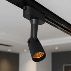 Kit Trilho Eletrificado 1 Metro com 3 Spots Soquete E27 Bivolt Cor Branco Preto Luminária Decorativa