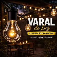Varal de Luz Festa Junina 5m Iluminação Decorativa Retrô Bivolt Luminária Cordão Decoração Ambiente