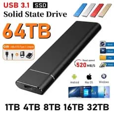 Disco Rígido Portátil 1TB USB 3.1 Unidade De Estado Sólido Externa 1TB-128TB SSD Externo Móvel Para Mac PC Laptop