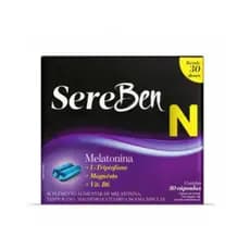 Sereben N 60 cápsulas - Melatonina + L-Triptofano + Magnésio + Vitamina B6