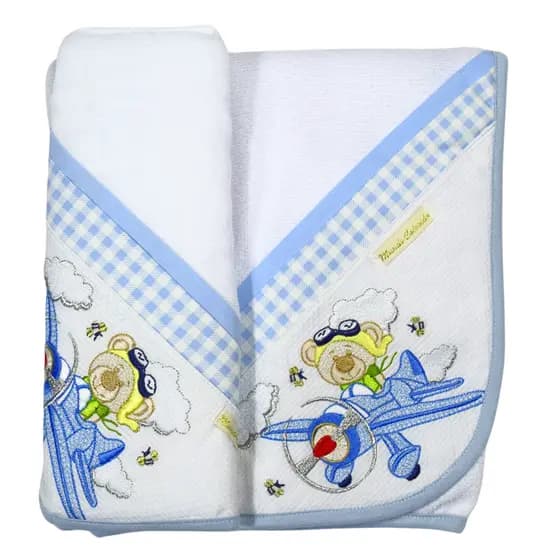 Conjunto de Toalhas para Bebê – Felpuda e Fralda com Bordado Delicado