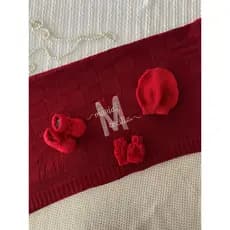 Kit Maternidade Tricô Personalizado com Nome Manta Touca Luvas Sapatinho Bebê