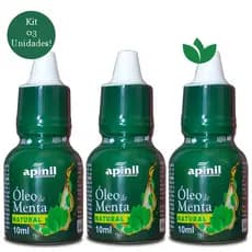 Óleo de Menta Natural 10mL Apinil Cosméticos kit com 03