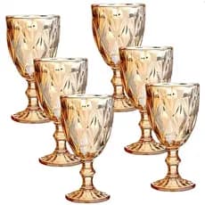 Taça De Vidro Diamante Dourada 340ml