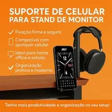 Suporte de Celular para Stand de Monitor | Fixação Firme, Design Minimalista e Prático
