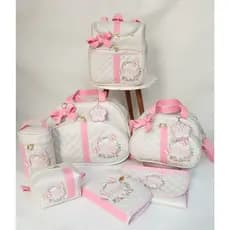 kit bolsas maternidade personalizadas matelassê 7 itens