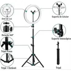 RingLight Iluminador10Polegadas Portáti LumináriaDeLed Luz de preenchimento Para Gravar Vídeos Fotos